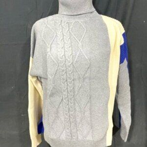 WOMENS LARGE KNIT PATTERNED TURTLE NECK SWEATER SHIRT, SIZE: L